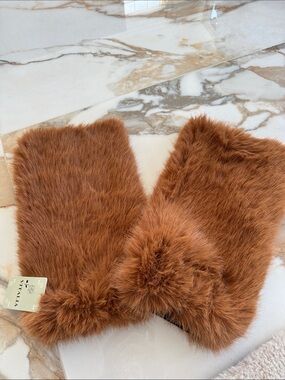 Plush Faux Fur Hand Warmers in Rich Rust